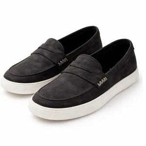 Portland Leather Patina Boardwalk Penny Loafer Shadow Black Suede- Women's 8